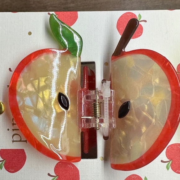 NWT Piper K Green and Red Apple Large Claw Hair Clips, School, Teacher, Orchard - Picture 3 of 6